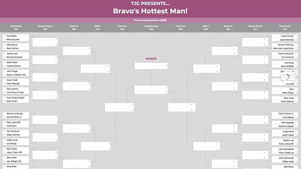 Brad Included in “Bravo’s Hottest Man” March Madness Bracket